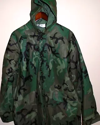 AMERICAS CUP Camouflage PVC Rain Suit Woodland Fatigue Waterproof Jacket M • $22