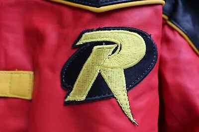 Batman And Robin Robin Faux Leather Jacket 2XL Red & Black Damian Wayne • $89