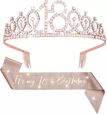 18Th Birthday Sash And Tiara For Girls 18th Birthday Gifts Girls Birthday Crown • £8.99