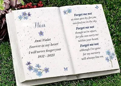 Personalised Memorial Grave Book Nan Grandma Granny Nanny  Forget Me Not  • £27.50