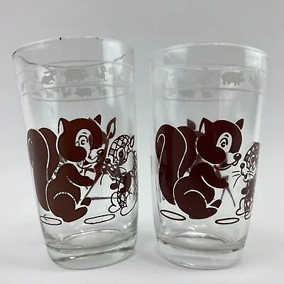 Lot Of 2 Swanky Swigs Children’s Juice Glasses Glass Brown Deer Squirrel G3 • $14.99