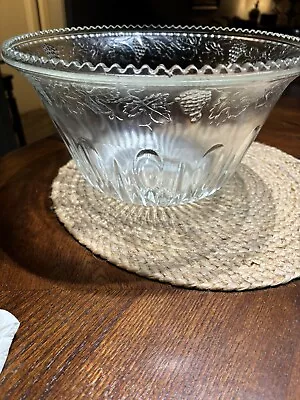 Vintage Indiana Glass Large Serving Or Small  Punch Bowl Harvest Grapes Fruit • $19.80