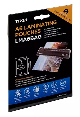 Texet A6 Laminating Pouches  Pack Of 25 • £3.99