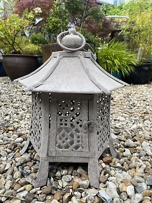 Shinto Japanese Lantern - Metal Garden Candle Holder Temple Outdoor Decoration • £29.75