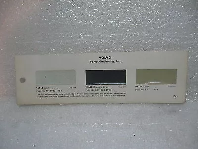 1963 1964 Volvo Vintage Dupont Paint Color Chip Chart • $9.95