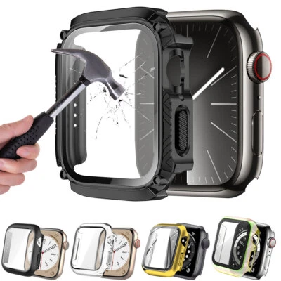 $9.99 • Buy For Apple Watch 9 8 7 6 5 4 SE 40/44/41/45mm Case Cover Glass Screen Protector