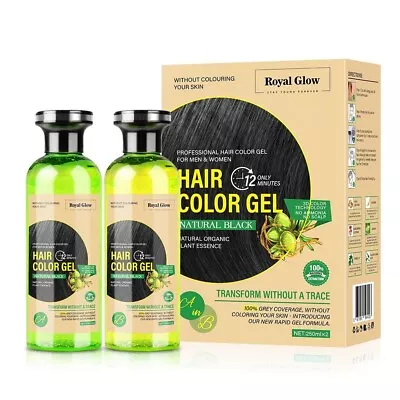 Royal Glow Natural Black Hair Colour Gel 250x2ml For Men And Women • £14.99