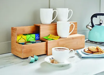 Bamboo Worktop Kitchen Storage Rack Container Shelf Organizer Mug Stand • £24.95