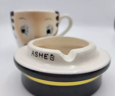 Vintage Mustache Mug With Ashtray/Lid • $15