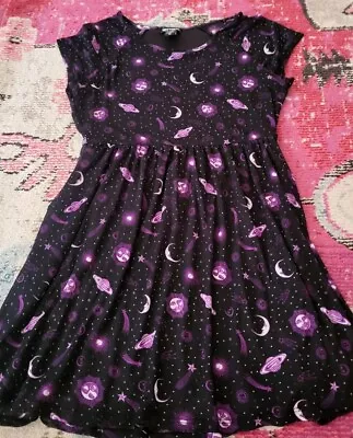 Hot Topic Womens M Skater Celestial Sun Moon Soleil Black Dress Wicca Witch Chic • $20.69