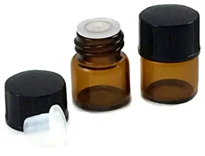 1/4 Dram 1ml Amber Glass Vial 144- Flat Black Screw Cap W/Orifice Reducer And... • $31