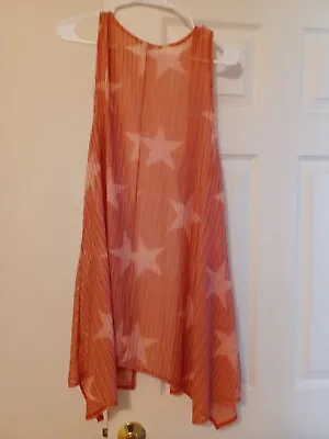 Ann France Womens Size L/XL Pink Long Vest With Stars • £15.85