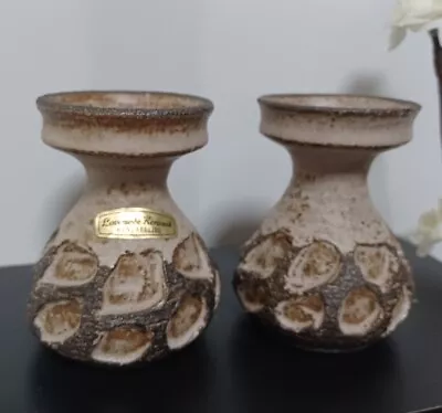 Vintage Lovemose Keramik Denmark Pair Of Candlestick Holders-Pottery • $21