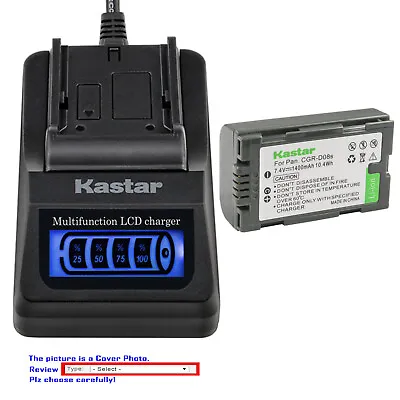 Kastar Battery LCD Quick Charger For Panasonic CGR-D08 NV-MX7DEN NV-MX300 NV-GS3 • $17.99