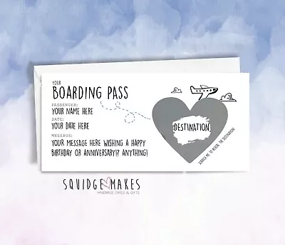 Personalised Boarding Pass Surprise Scratch Off Trip Reveal Gift Iou Holiday • £4.15