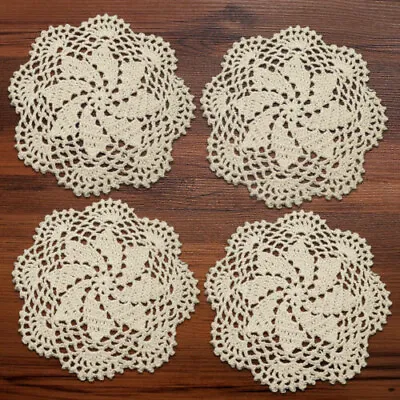 £6.71 • Buy Set Of 4 Round Placemats Dining Table Mats Vintage Hand Crochet Lace Doilies