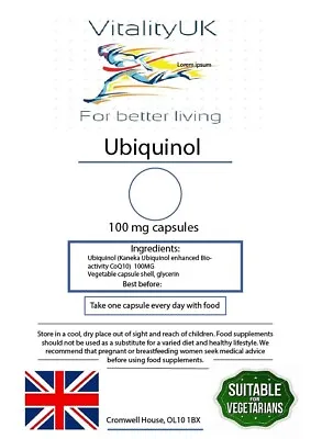 VitalityUK | Ubiquinol - 100MG - HIGH STRENGTH CAPSULES - 120 • £19.99