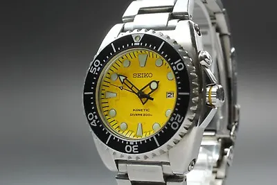 New Battery 【N MINT】 SEIKO Kinetic 200m 5M62-0BL0 Yellow Diver Watch From JAPAN • $499.99