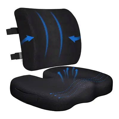 Lumbar Back Support Cushion Car Seat Wheelchair Office Chair Pillow Memory Foam • £16.89