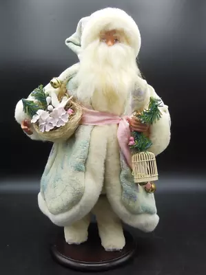 Vintage Midwest Importers Santa In Floral Brocade Robes With Faux Fir Trim • $24.99