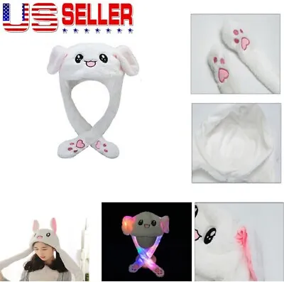 Funny Plush Rabbit Bunny Hat Cute Animals Ear Flap Moving Jumping Cap Gifts USA • $11.82