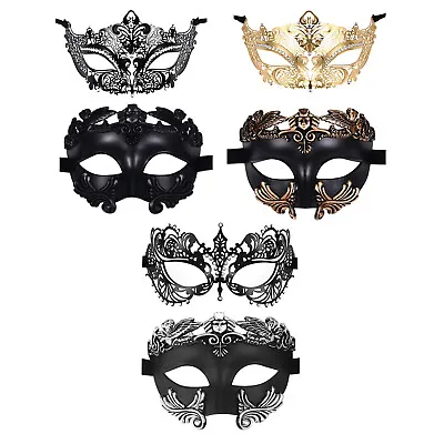 2Pcs Couple Masquerade Roman Greek Mask Venetian Mardi Gras Metal Mask Halloween • $37.99