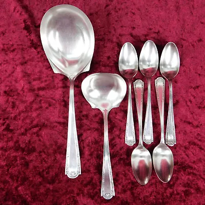 VTG Lot Of 7 R. Wallace 1835 Silver Plate Serving/Stirring Spoons Monogrammed • $21.97