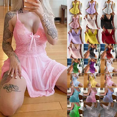 £7.39 • Buy Women Ladies Sexy Valentine Lingerie Lace Babydoll Underwear Nightwear Sleepwear