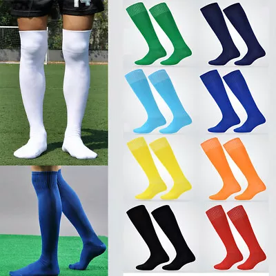 Men Sport Football Soccer Long Socks Solid Knee High Towel Bottom Non-slip Sock# • £2.51