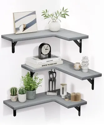 Corner Shelf Wall Mounted Set Of 3 Corner Shelves  Rustic Wood Wall Decor • £78