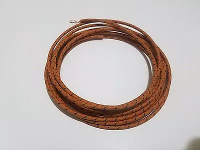 10 Feet Vintage Braided Cloth Covered Primary Wire 18 Gauge Orange W/ Black Red • $5.28