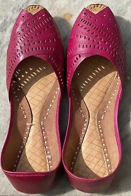 Pink Khussa Shoes For Women US Size 8 - Handmade Leather Padded Khussa Shoes • $22.50