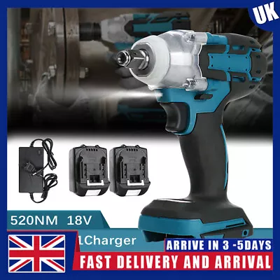 £47.99 • Buy 18V 1/2  Brushless Cordless Impact Wrench Driver Replace W/2 Battery+Charger GB