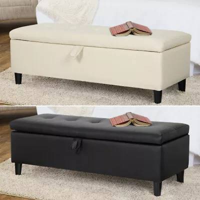 Window Sofa End PU Leather Lift Ottoman Storage Bench Chest Bed Blanket Toy Box • £75.95