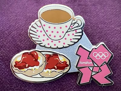 Rare Official London 2012 Olympic Games Tea & Scones British Limited Pin Badge • £18.95