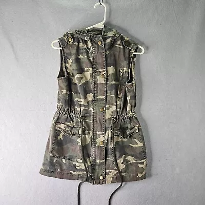 Zenana Outfitters Vest Womens Small Green Camo Utility Zip Hooded • $16.99