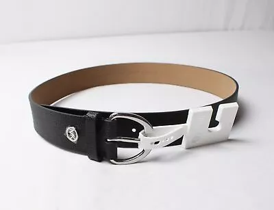 Michael Kors Women's MK Logo Charm Pebble Leather Belt JW7 Black Medium NWT • $29.99