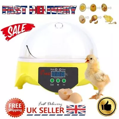 Automatic Digital 7 Egg Incubator Chicken Duck Temperature Control Incubators UK • £23.99