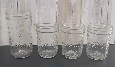 Vintage Ball Quilted Crystal Jelly Jam Jars Lot Of 4 No Lids • $19