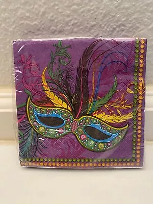 Mardi Gras Masks Party Supplies Beverage Napkins 16 Ct. • $1.95