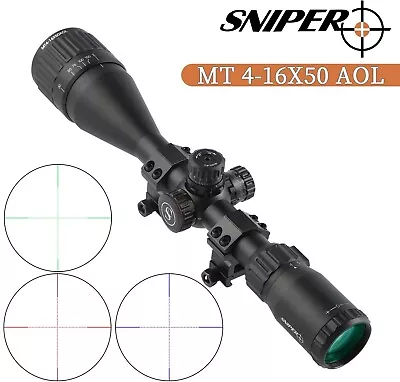 Sniper MT 4-16X50AOL Hunting Rifle Scope Red Green Illuminated Mil-Dot Reticle • $109.99