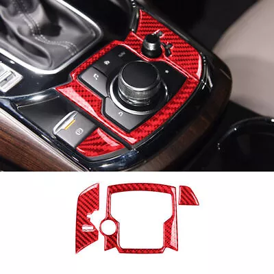 Red Carbon Fiber Interior Audio Console Cover Trim For Mazda CX-9 2016-2022 • $12.65