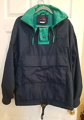 Vintage Gant Navy Green Dual Quarter Zip Jacket Coat Retro 90s Mens L With Hood • $30.50