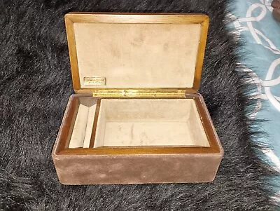 Vintage LEATHER BOX Jewelry Neiman Marcus Watch Italy Travel Brown 7x5  Divided • $13.28