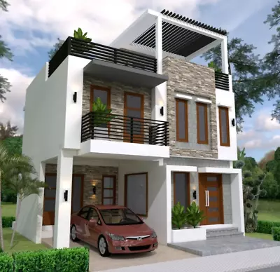 26x36 Small House Design 3 Beds 3 Baths 8x11 Meter Terrace Roof (A4 Hard Copy) • $18.85