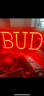 Vintage Neon Sign BUD Budweiser Everbrite Electric Transformer Beer Bar Sign 50s • $425
