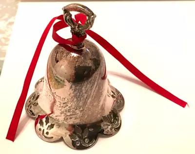 Towle Silversmiths 2003 Silver Plated Holly Pierced Annual Christmas Bell 3.5” • $11.99