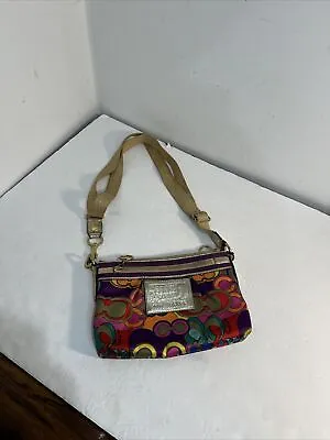 COACH POPPY POP C GLAM SPOTLIGHT COLORFUL SIGNATURE SHOULDER HANDBAG 8x6 RARE • $69.99