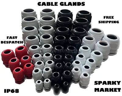 Cable Gland Red Black Grey White Ip68 M10 M12 M16 M20 M25 M32 M40 M50 M63 Spiral • £2.88