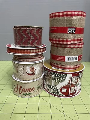 Mixed Lot Of 7 Craft Ribbon - Christmas / Red Colors And Assorted Sizes -New • $14.99